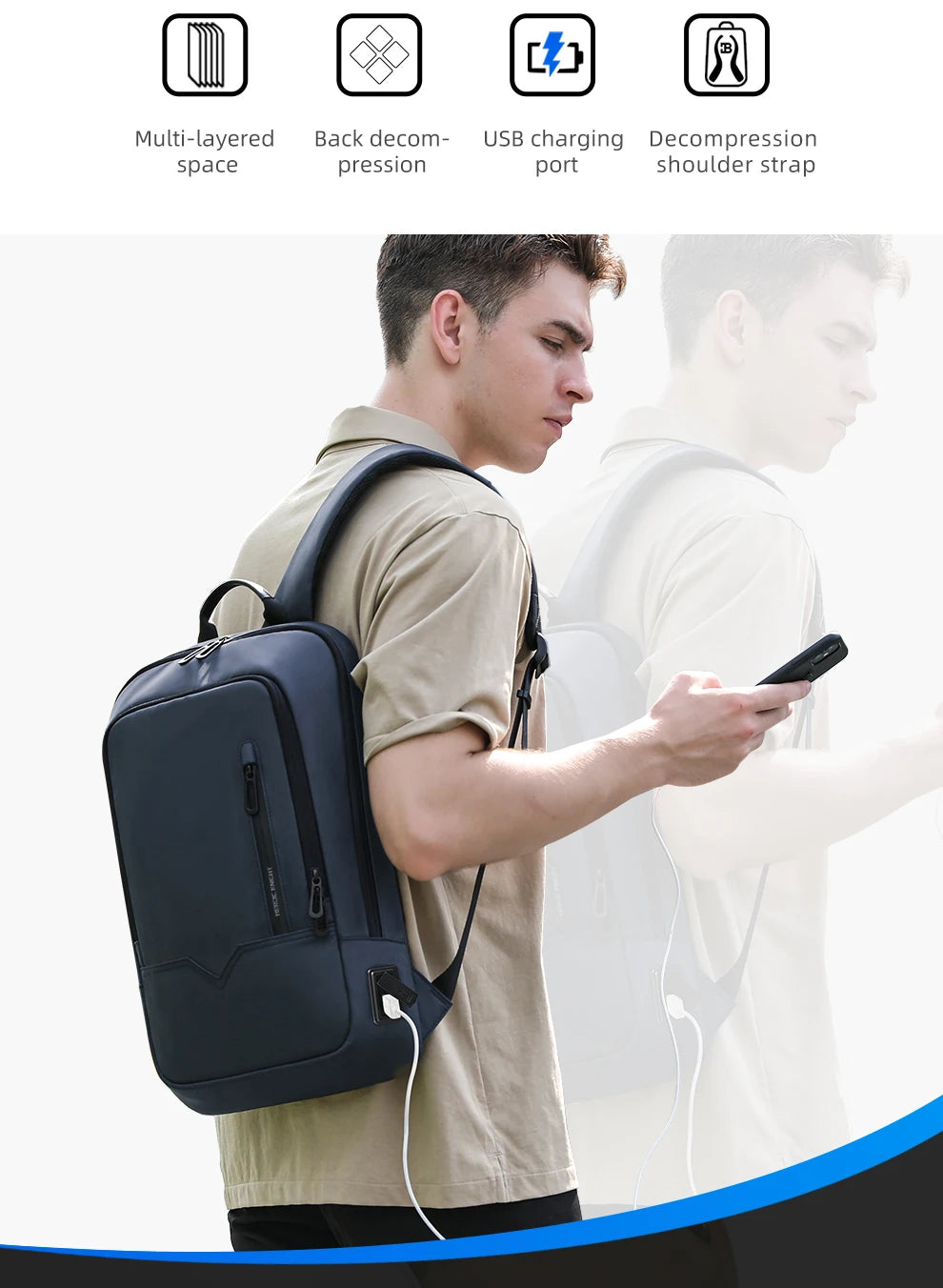 Slim Backpack For Men 15.6 Inch
