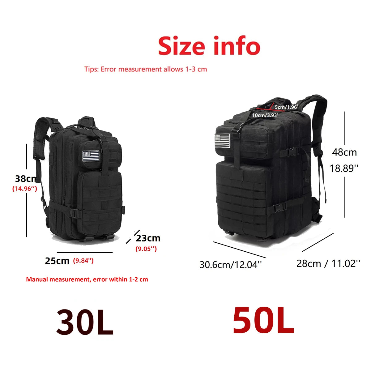 30L/50L 1000D Nylon Waterproof Trekking Fishing Hunting Bag Backpack