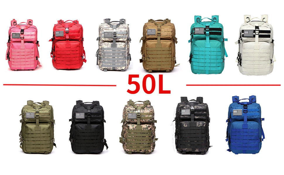 30L/50L 1000D Nylon Waterproof Trekking Fishing Hunting Bag Backpack